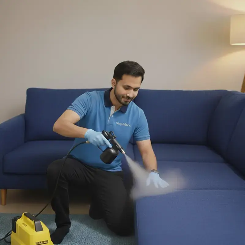 Our Cleaning expert cleaning sofa in dubai